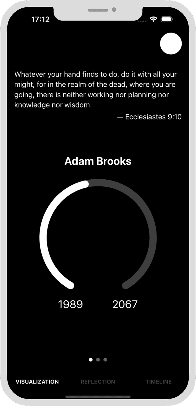 Moment app showing life timeline visualization